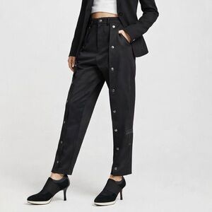 adidas Originals IB580 Black Snap Leg Track Pant 3 Stripe Trouser High Rise Sz 6